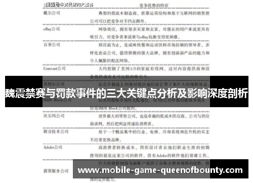 魏震禁赛与罚款事件的三大关键点分析及影响深度剖析